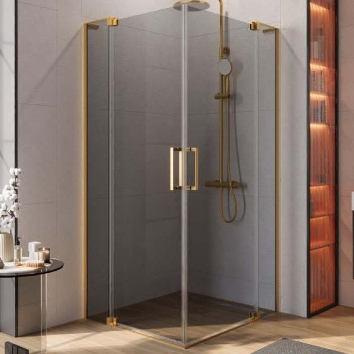 Душевой уголок Cezares Slider 75x85 SLIDER-AH-2-70/80-80/90-GRIGIO-BORO золото брашированное стекло серое