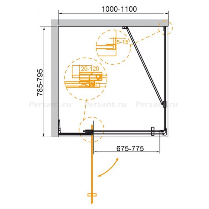 Душевой уголок Cezares Slider 110x80 SLIDER-AH-1-80-100/110-GRIGIO-GM оружейная сталь стекло серое