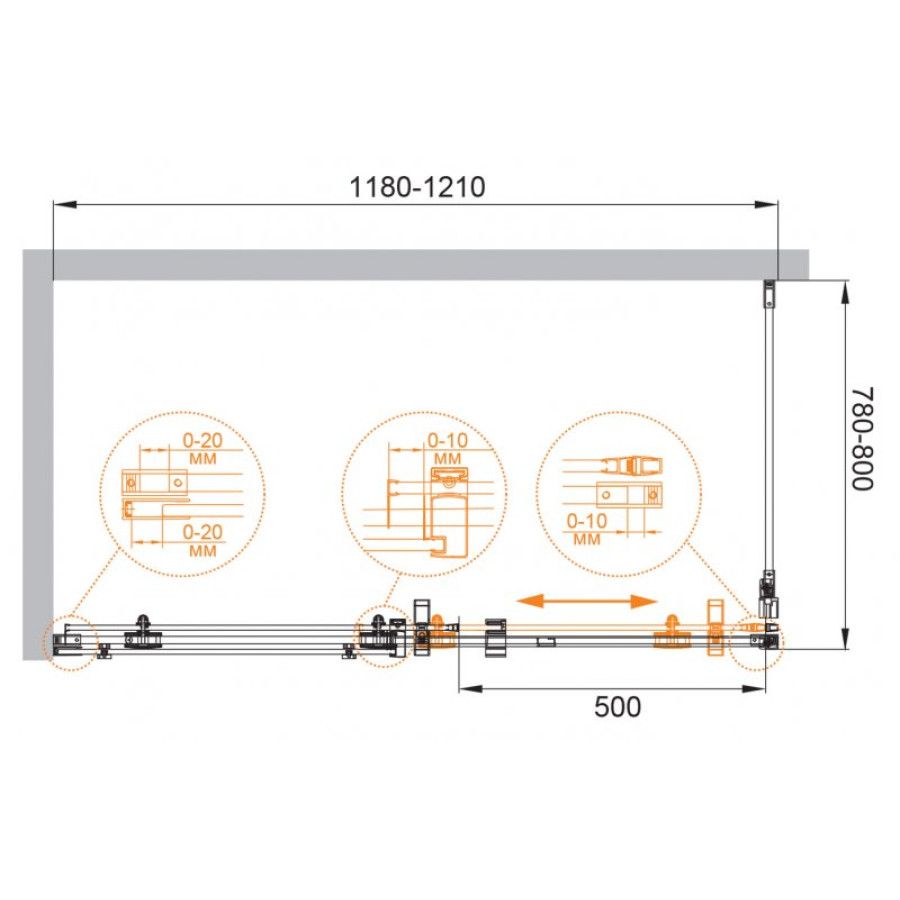 Душевой уголок Cezares Stylus-M 120x80 STYLUS-O-M-AH-1-120/80-C-Cr профиль xром стекло прозрачное