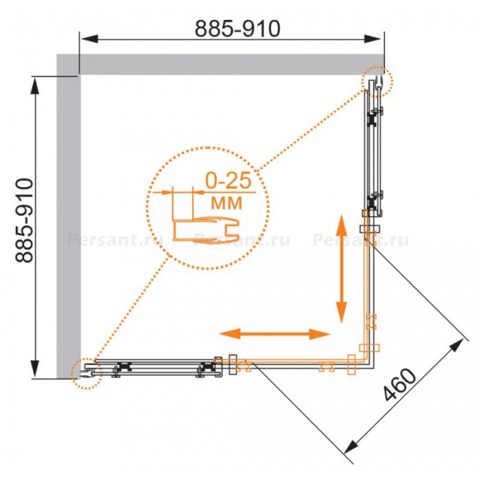 Душевой уголок Cezares Stylus-M 90x90 STYLUS-O-M-A-2-90-C-Cr профиль хром стекло прозрачное