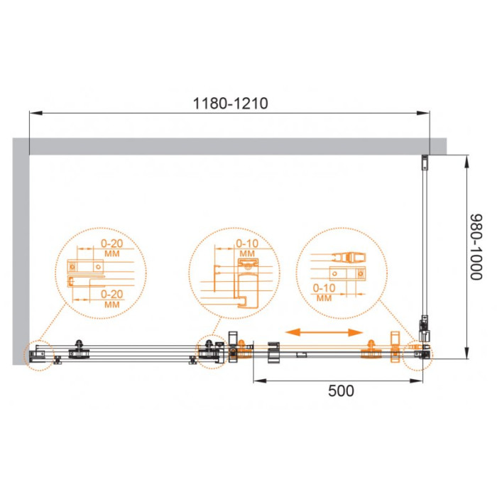 Душевой уголок Cezares Stylus-M 120x100 STYLUS-O-M-AH-1-120/100-C-Cr профиль xром стекло прозрачное