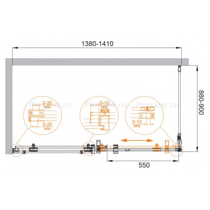 Душевой уголок Cezares Stylus-M 140x90 STYLUS-O-M-AH-1-140/90-C-Cr профиль хром стекло прозрачное