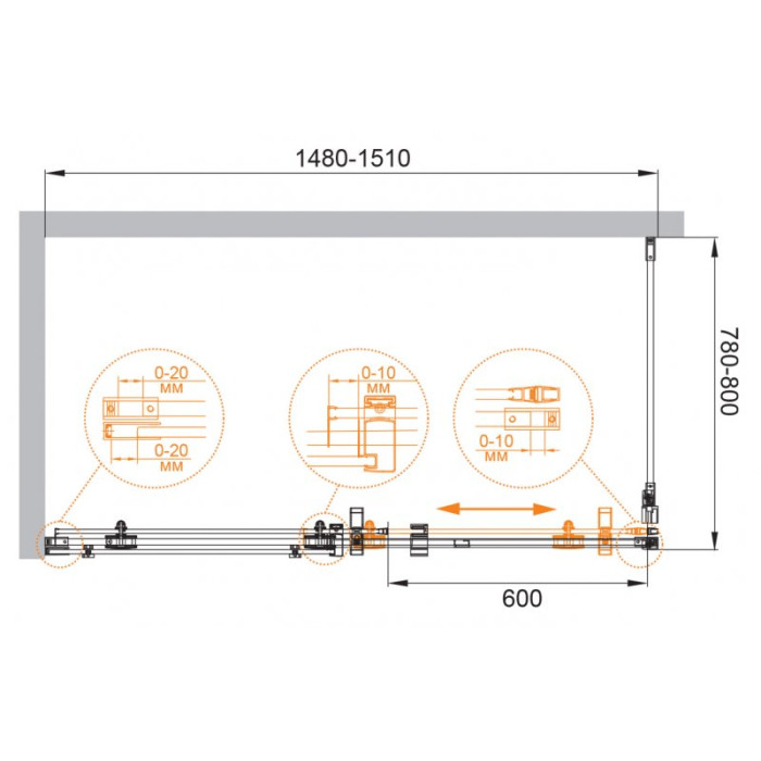 Душевой уголок Cezares Stylus-M 150x80 STYLUS-O-M-AH-1-150/80-C-Cr профиль хром стекло прозрачное