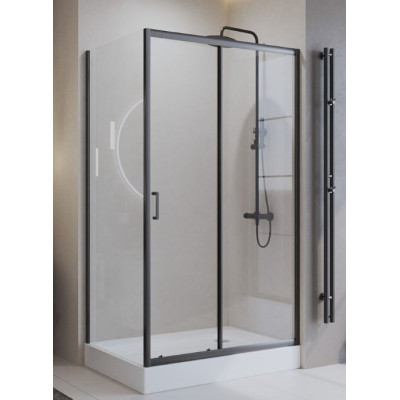 Душевой уголок BelBagno Uno 120х80 UNO-195-AH-1-120/80-C-Nero профиль черный стекло прозрачное