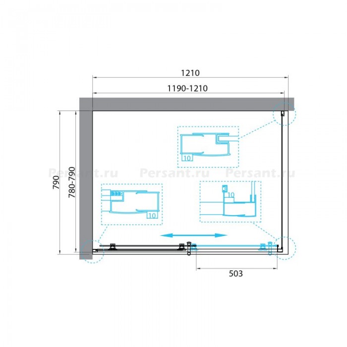 Душевой уголок BelBagno Uno 120х80 UNO-195-AH-1-120/80-C-Nero профиль черный стекло прозрачное