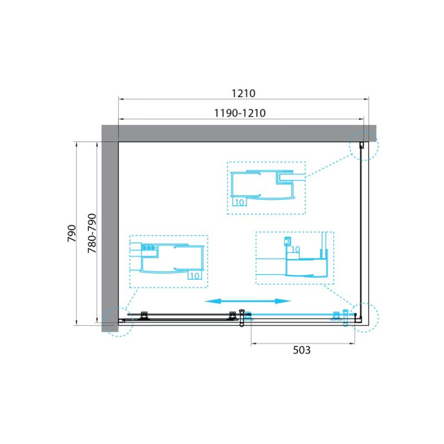 Душевой уголок BelBagno Uno 120х80 UNO-195-AH-1-120/80-C-Nero профиль черный стекло прозрачное