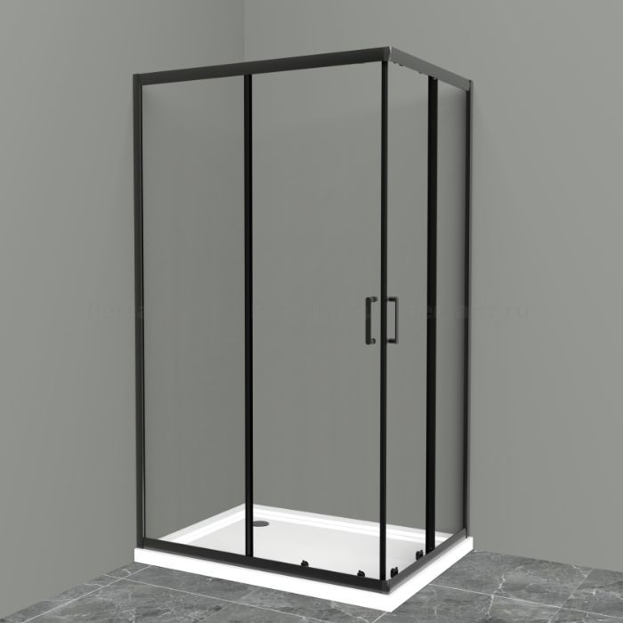 Душевой уголок BelBagno Uno 120х90 UNO-195-AH-2-120/90-C-Nero профиль черный стекло прозрачное