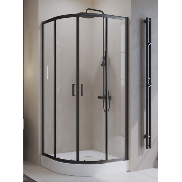 Душевой уголок BelBagno Uno 90х90 UNO-195-R-2-90-C-Nero профиль черный стекло прозрачное