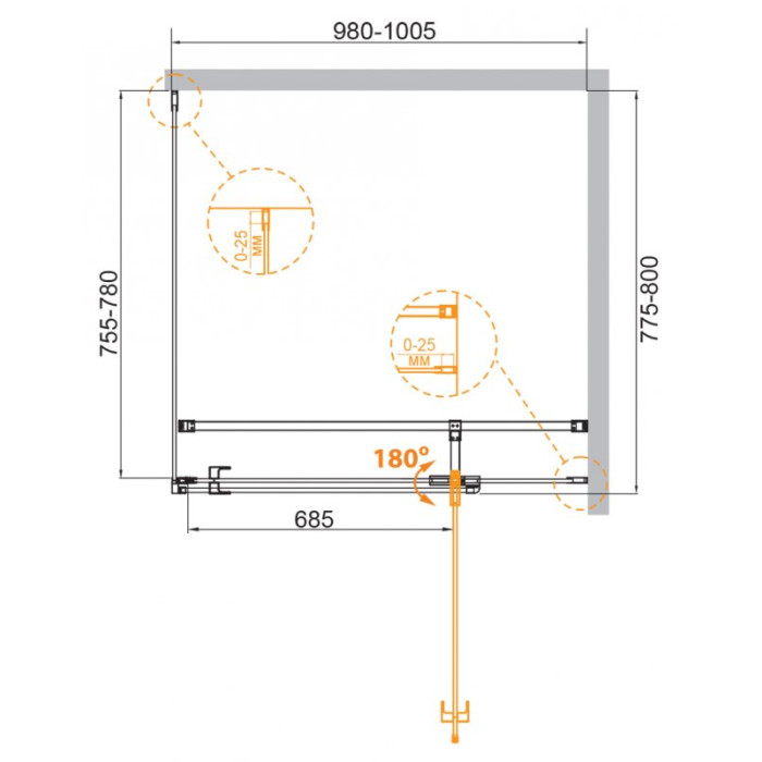 Душевой уголок Cezares Valvola 100x80 VALVOLA-AH-1-100/80-C-Cr профиль Хром стекло прозрачное