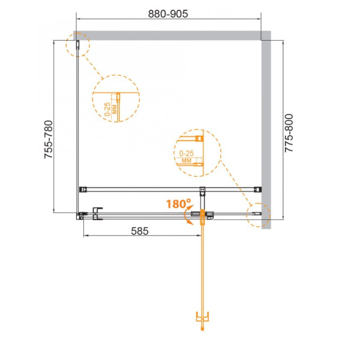 Душевой уголок Cezares Valvola 90x80 VALVOLA-AH-1-90/80-C-Cr профиль Хром стекло прозрачное