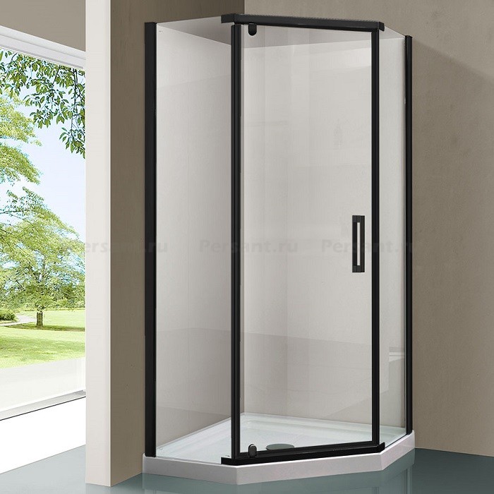 Душевой уголок Vincea Stresa 90x90 VSP-1S900CLB профиль черный, стекло прозрачное