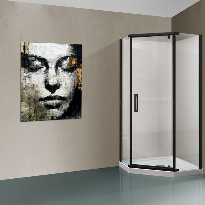 Душевой уголок Vincea Stresa 90x90 VSP-1S900CLB профиль черный, стекло прозрачное
