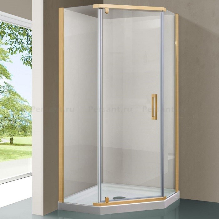 Душевой уголок Vincea Stresa 100x100 VSP-1S100CLG золото брашированное, стекло прозрачное