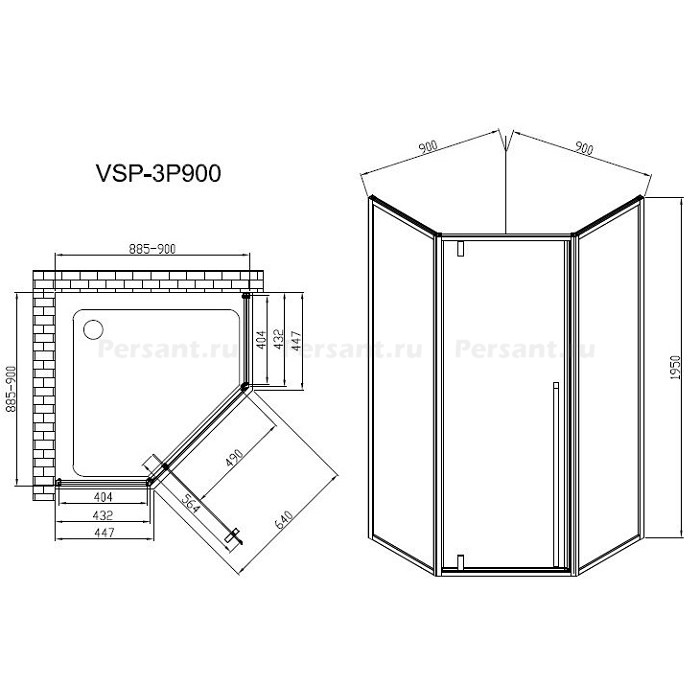 Душевой уголок Vincea Penta 90x90 VSP-1P900CLGM вороненая сталь, стекло прозрачное