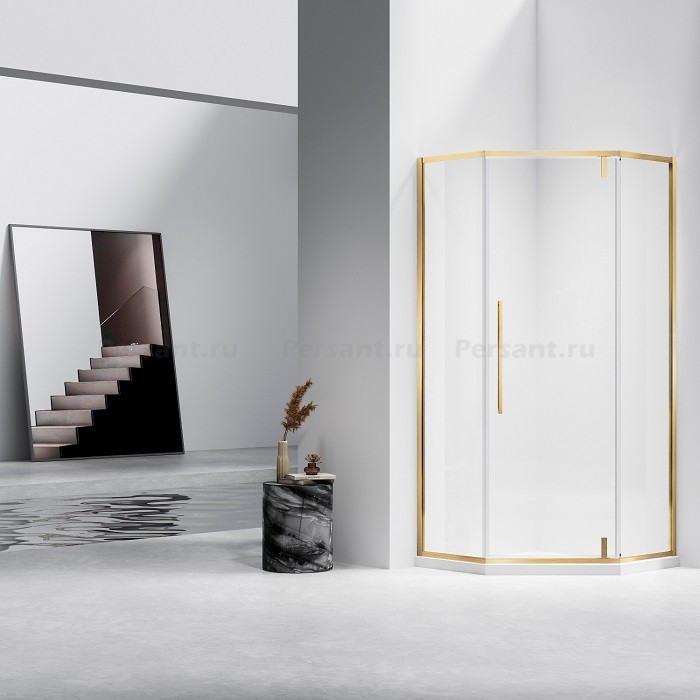 Душевой уголок Vincea Slim-N 100x100 VSP-4SN100CLG золото брашированное, стекло прозрачное