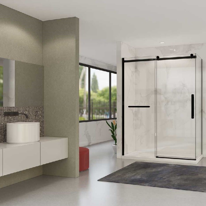 Душевой уголок Vincea Como Soft 150х80 VSR-1CS8015CLB профиль черный, стекло прозрачное