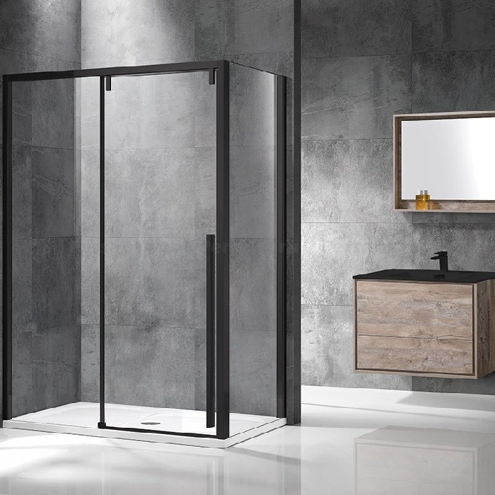 Душевой уголок Vincea Lugano 120х100 VSR-1L1012CLB-1 профиль черный, стекло прозрачное