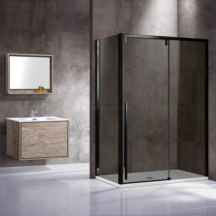 Душевой уголок Vincea Lugano 120х90 VSR-1L9012CGB-1 профиль черный, стекло тонированное