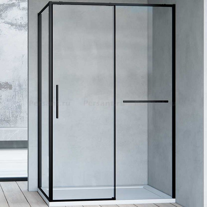 Душевой уголок Vincea Slim Soft 100х80 VSR-1SS8010CLB профиль черный, стекло прозрачное