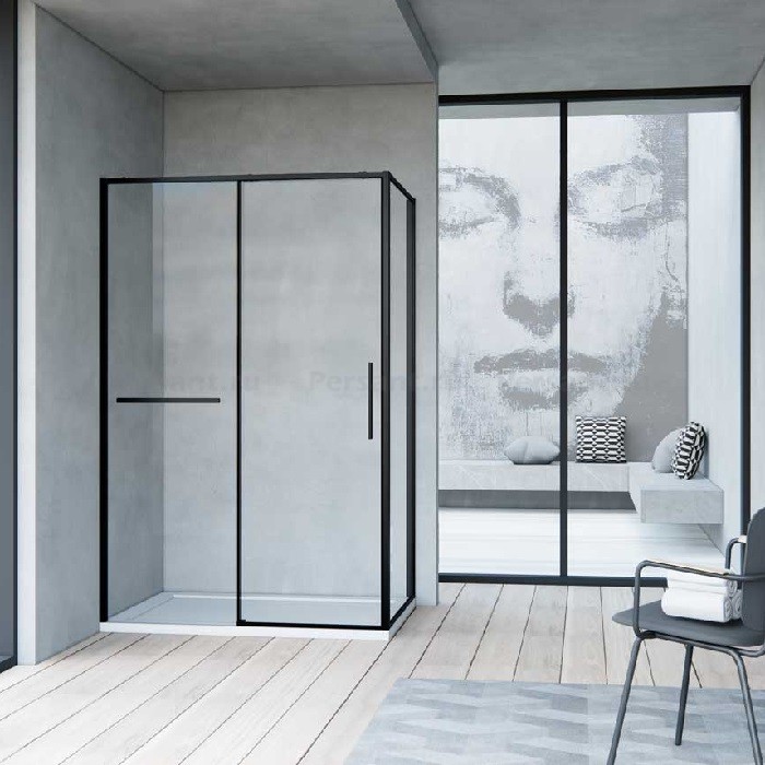 Душевой уголок Vincea Slim Soft 100х80 VSR-1SS8010CLB профиль черный, стекло прозрачное