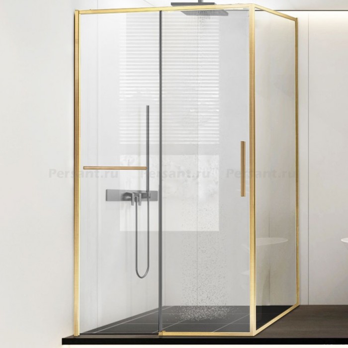 Душевой уголок Vincea Slim Soft 110х100 VSR-1SS1011CLG золото брашированное, стекло прозрачное