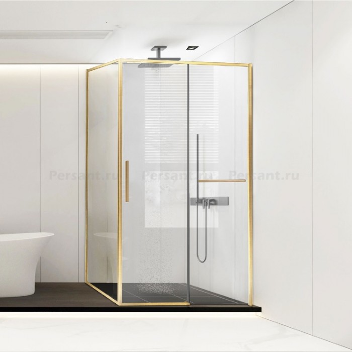 Душевой уголок Vincea Slim Soft 110х100 VSR-1SS1011CLG золото брашированное, стекло прозрачное