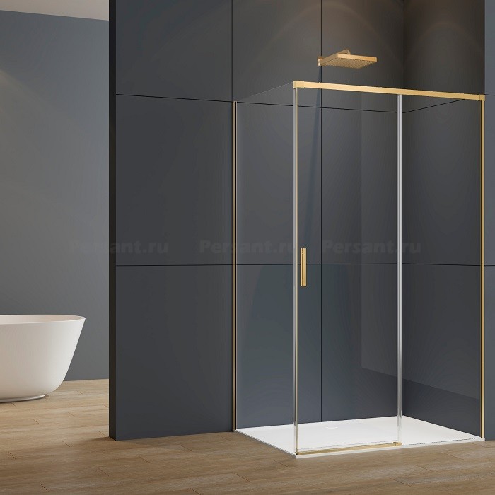 Душевой уголок Vincea Soft 2 140x80 VSR-3SO28014CLG золото брашированное, стекло прозрачное