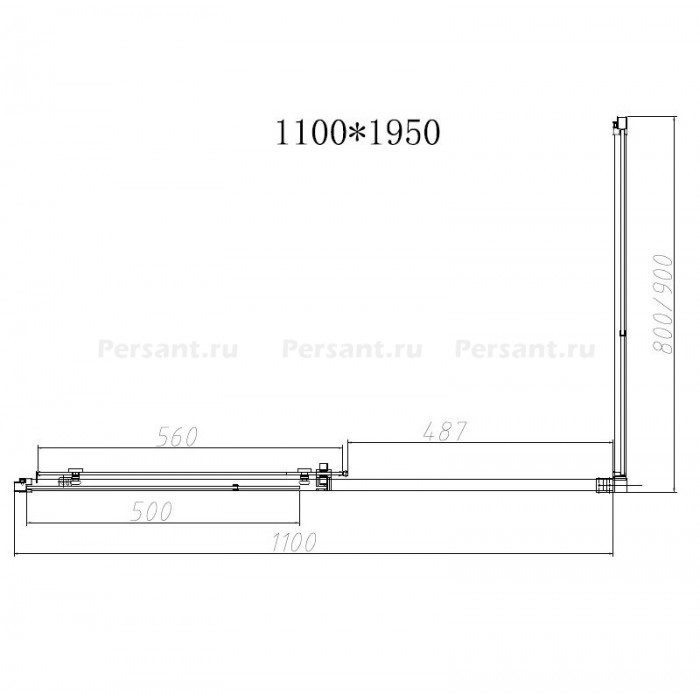 Душевой уголок Vincea Slim-N 110x80 VSR-4SN8011CLB профиль черный, стекло прозрачное