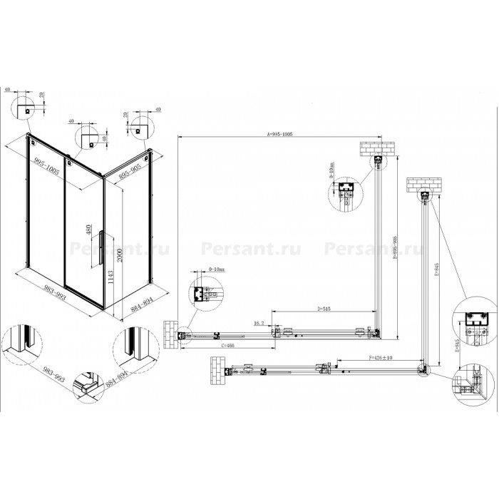 Душевой уголок Vincea Ultima 100x90 VSR-7UL9010CL профиль хром, стекло прозрачное
