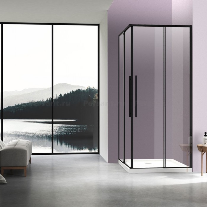 Душевой уголок Vincea Slim-N 100x90 VSS-4SN9010CLB профиль черный, стекло прозрачное
