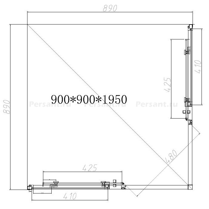 Душевой уголок Vincea Slim-N 90x90 VSS-4SN900CLB профиль черный, стекло прозрачное