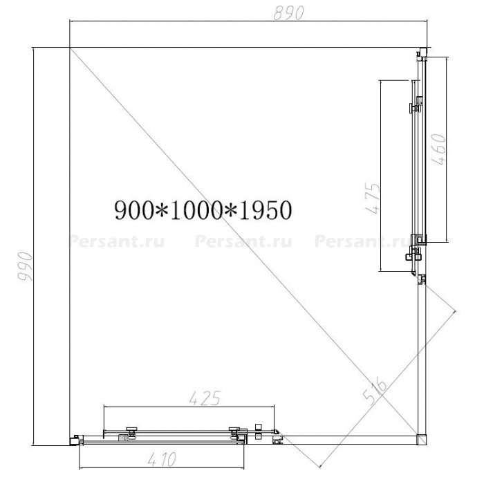 Душевой уголок Vincea Slim-N 100x90 VSS-4SN9010CGB профиль черный, тонированное стекло