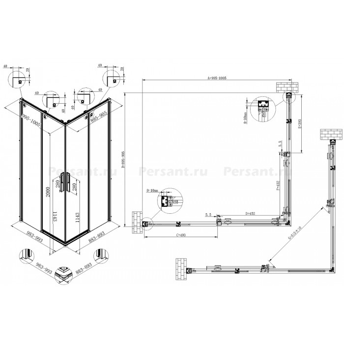 Душевой уголок Vincea Ultima 90x100 VSS-7UL9010CL профиль хром, стекло прозрачное