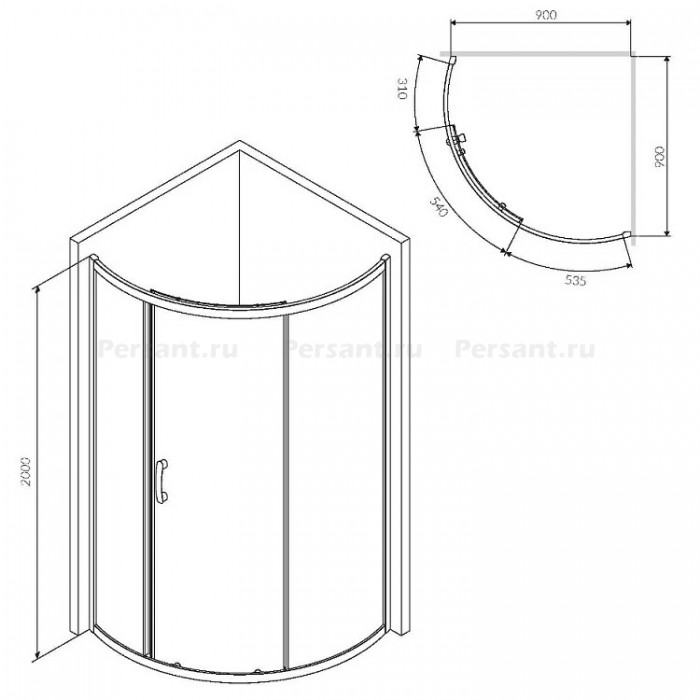 Душевой уголок AM.PM Like  90x90 W83UG-315-090CG профиль хром, стекло тонированное
