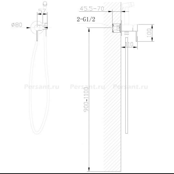Гигиенический душ со смесителем ABBER Wasser Kreis AF8125B черный