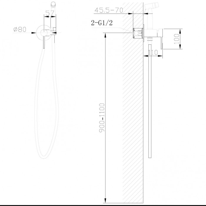 Смеситель с гигиеническим душем ABBER Wasser Kreis AF8125RG розовое золото