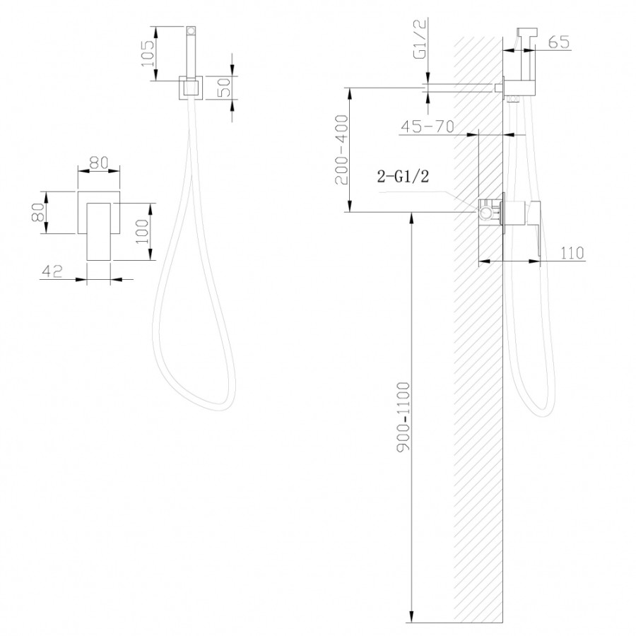 Смеситель с гигиеническим душем ABBER Daheim AF8225B черный