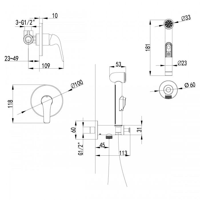 Гигиенический душ со смесителем Lemark Plus Advance LM1219C хром