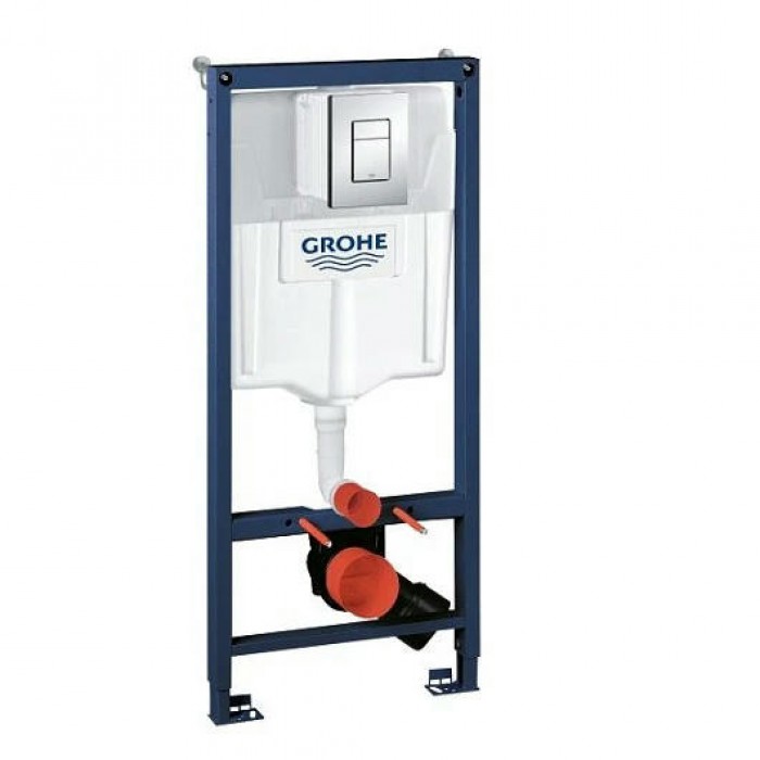 Инсталляция для подвесного унитаза Grohe Rapid SL 38772001 комплект 3 в 1, клавиша хром глянец