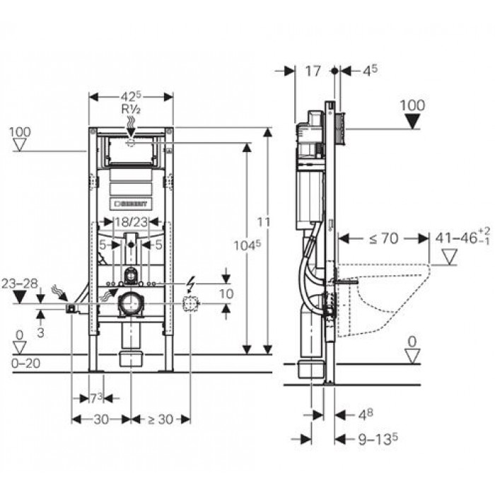 Инсталляция для подвесного унитаза Geberit Duofix UP320 111.350.00.6