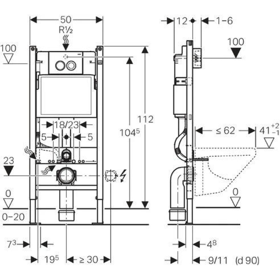 Инсталляция для унитаза GEBERIT Duofix Delta UP100 458.124.21.1