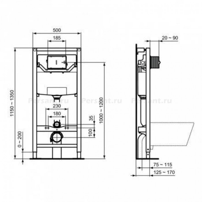 Инсталляция для унитаза Ideal Standard Strada II R0309AA с клавишей хром