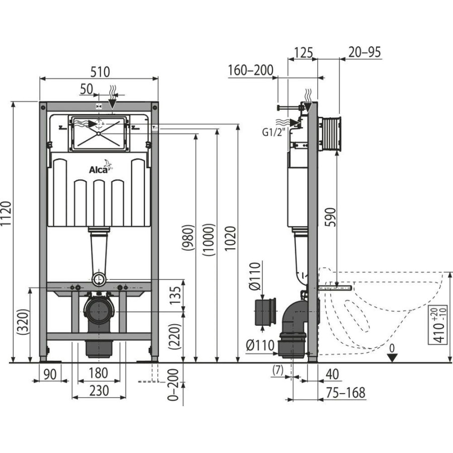 Инсталляция для унитазов AlcaPlast Sadromodul AM101/1120-0001