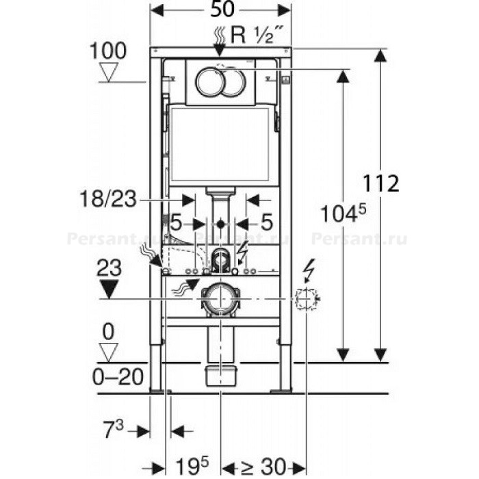 Инсталляция для унитаза Geberit Duofix Delta 458.163.21.2 с клавишей смыва хром глянцевый