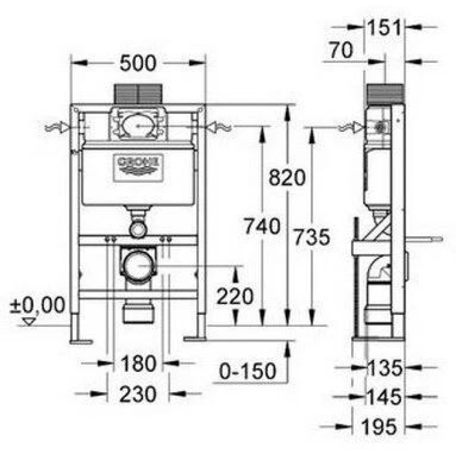 Инсталляция для унитаза Grohe Rapid SL 38587000