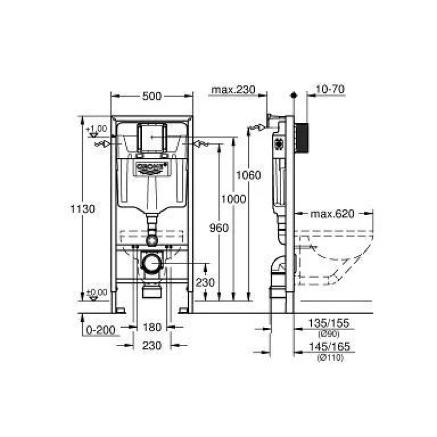 Инсталляция для унитаза 2 в 1 Grohe Rapid SL 38536001