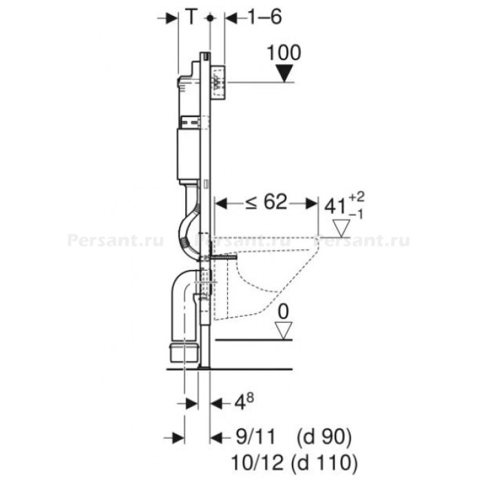 Инсталляция для унитаза Geberit Duofix Delta 458.163.21.2 с клавишей смыва хром глянцевый