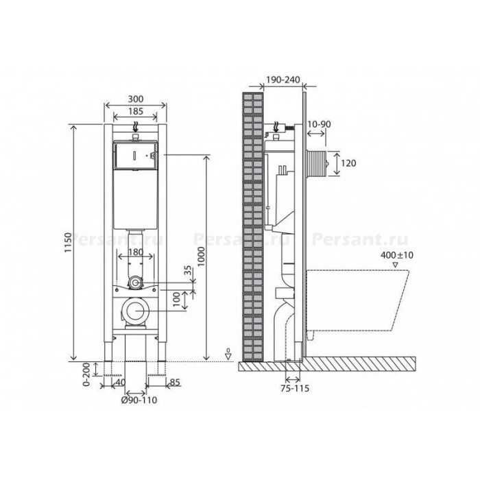 Инсталляция для унитаза BelBagno BB003-30, ширина 30 см