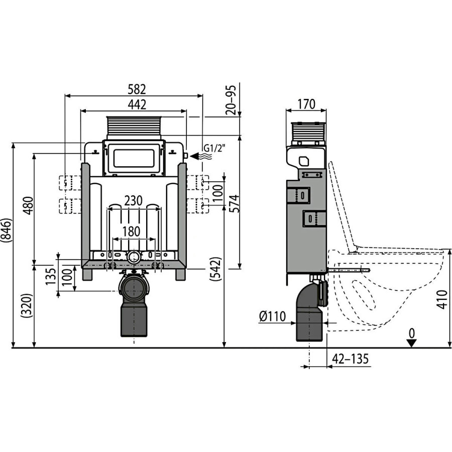 Инсталляция для унитаза AlcaPlast Renovmodul AM119/850