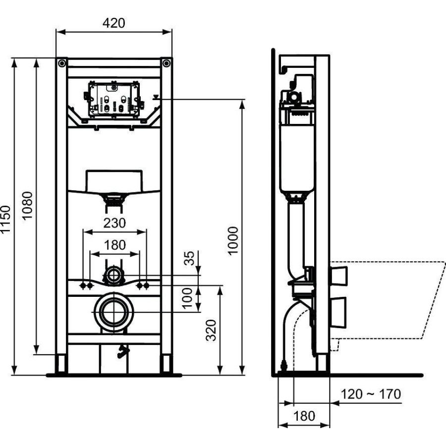 Инсталляция для унитаза Ideal Standard Prosys Frame 120 M R020467